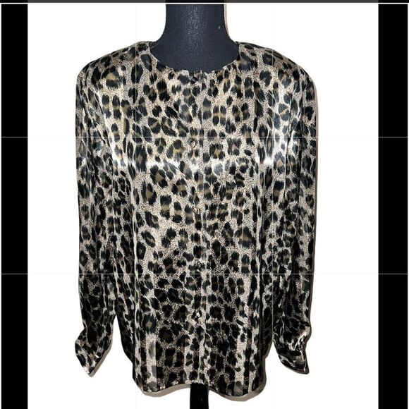 Vintage Leopard Blouse Size 14 - Picture 1 of 5